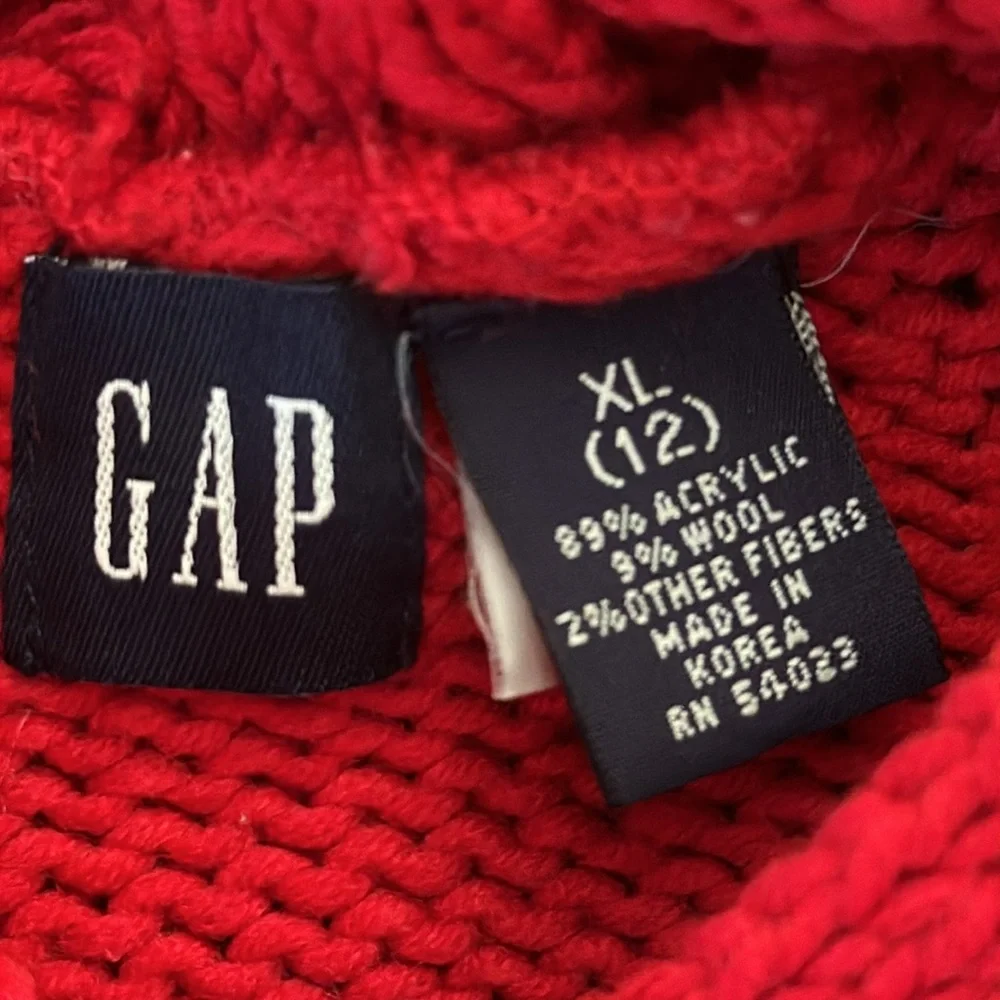 GAP KID CHRISTMAS SWEATER Hoodie KANGAROO POCKET SIZE XL (12) Red White silver
